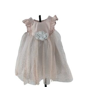 Mia & Mimi Dress Baby Girl 12M Pink Polka Dot Tulle Ruffle Flower 206083048